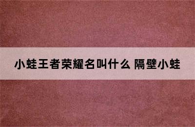 小蛙王者荣耀名叫什么 隔壁小蛙